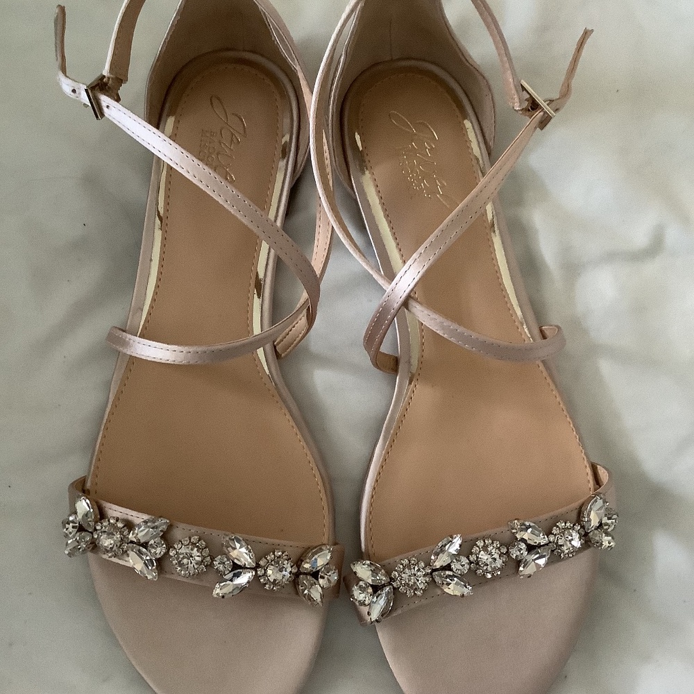 Women’s wedding sandsls, flats, badgley mischka